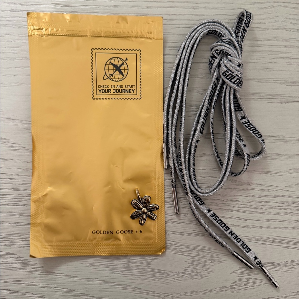 Golden Goose Silver and Black Shoelaces